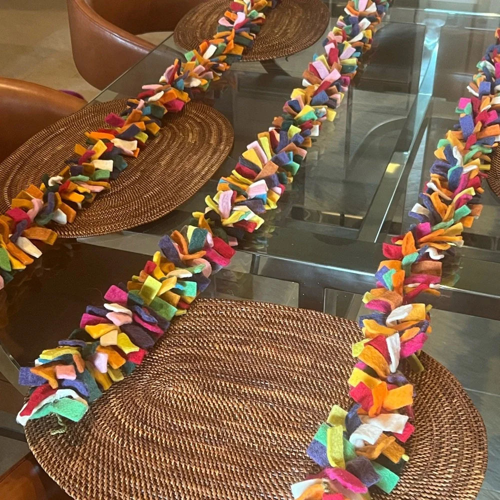 Vibrant Wool Garland Sustainable Minimal Holiday Decore $225 Retail Rare